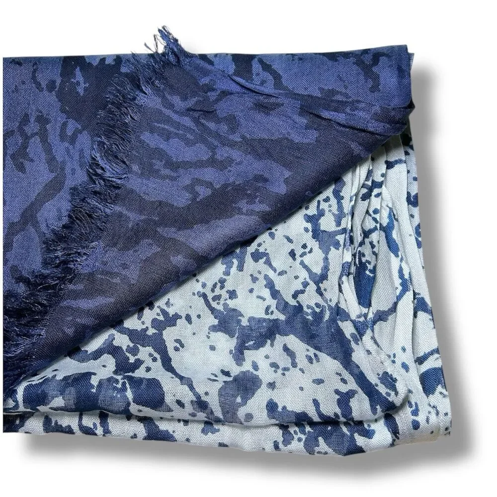 Blue & White Rectangular Scarf 70” X 29”
